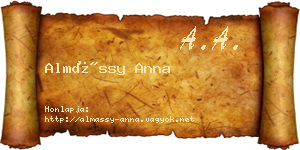 Almássy Anna névjegykártya