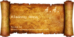 Almássy Anna névjegykártya